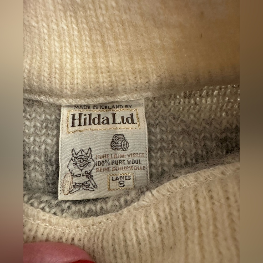 Vintage! Hilda Ltd Icelandic 100% Wool Patterned Sweater Dress/Tunic, sz S - Picture 10 of 11